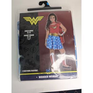 DC Wonder Woman Girls Child 7-Piece Halloween  Costume Amscan Size Large 12-14